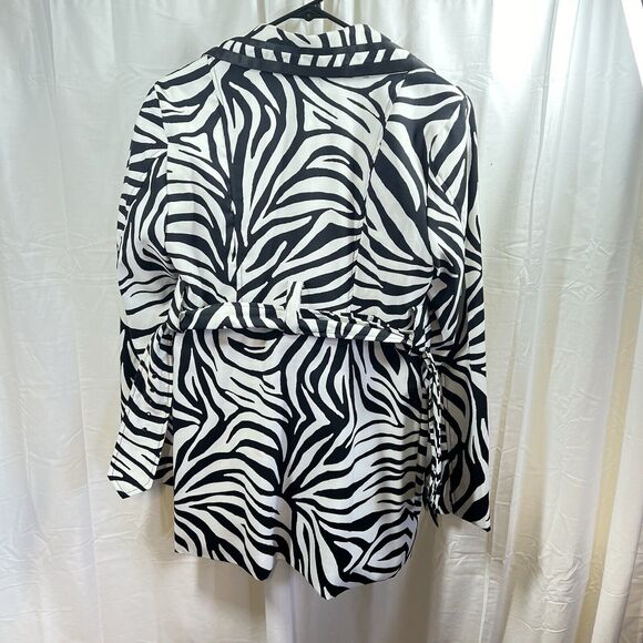 Heart Soul Zebra Print Belted Trench Coat Cruella Core Womens M Y2K Indie Sleaze - Picture 7 of 8
